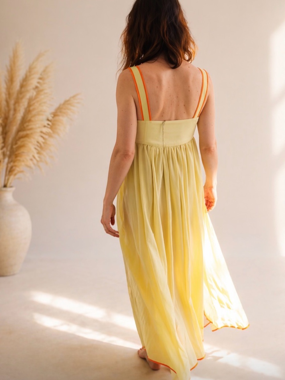 Chartreuse/Yellow Maxi Dress with Sheer Skirt - Picture 2 of 5